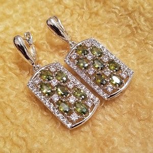 Peridot and white topaz drop earrings